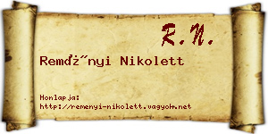 Reményi Nikolett névjegykártya
